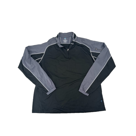 Kuhl Revel Sweater 1/4 Zip Black Gray Pullover Fleece Men's XL Jacket Hiking - Picture 1 of 6